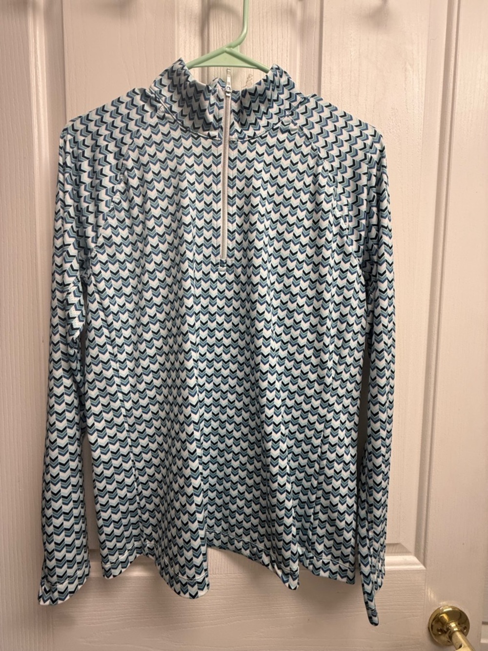 Lightweight Chevron Quarter-Zip Pullover - Blue & White